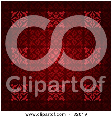 Royalty-Free (RF) Clipart Illustration of a Red Floral Square Victorian Pattern Background by michaeltravers