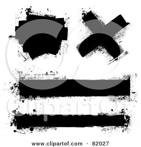 Royalty-Free (RF) Clipart Illustration of a Digital Collage Of Black Grungy Text Bars, X And Box by michaeltravers
