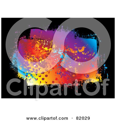 Royalty-Free (RF) Clipart Illustration of a Colorful Rainbow Splatter On Black by michaeltravers