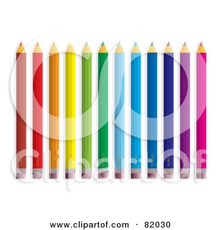 Royalty-Free (RF) Clipart Illustration of a Rainbow Pencil Row by michaeltravers