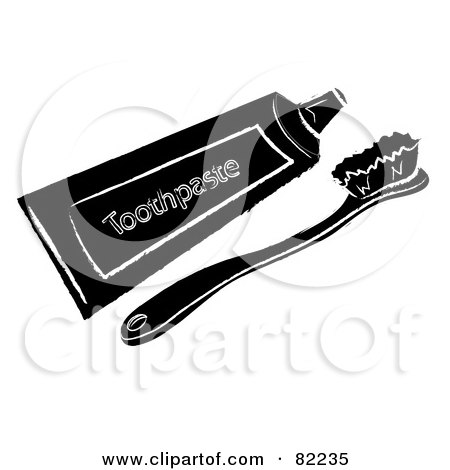 Royalty-Free (RF) Clip Art Illustration of a Black Toothbrush And Tube Of Toothpaste by Pams Clipart