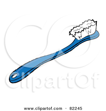 Royalty-Free (RF) Clipart Illustration of a Blue Toothbrush by Pams Clipart