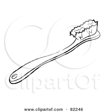 Royalty-Free (RF) Clipart Illustration of a Black And White Toothbrush by Pams Clipart