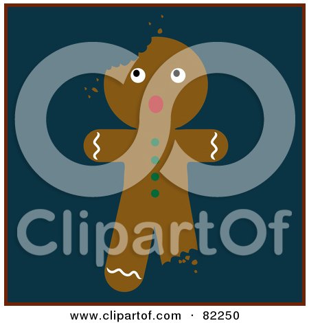 Royalty-Free (RF) Clipart Illustration of a Scared Christmas Gingerbread Man With Bites by Pams Clipart