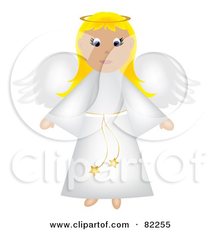 Royalty-Free (RF) Clipart Illustration of a Blond Christmas Angel In A White Robe by Pams Clipart