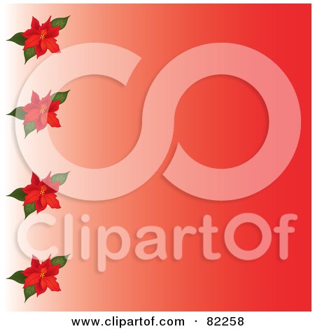 Royalty-Free (RF) Clipart Illustration of a Gradient Red Background With A Border Of Poinsettias by Pams Clipart