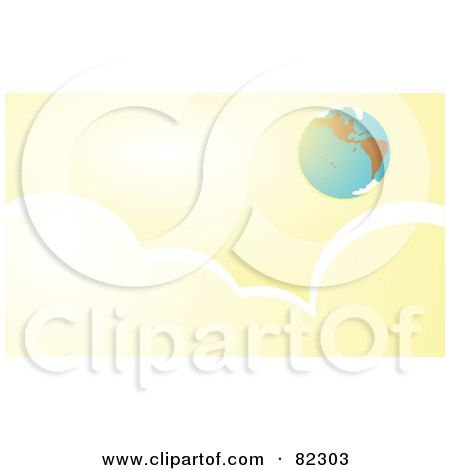 Royalty-Free (RF) Clipart Illustration of a Distant Earth In A Cloudy Yellow Sky by xunantunich