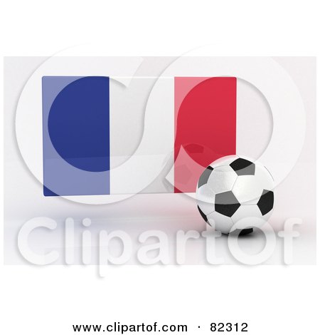 Royalty-Free (RF) Clipart Illustration of a 3d Soccer Ball In Front Of A Reflective France Flag by stockillustrations