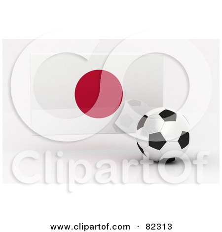 Royalty-Free (RF) Clipart Illustration of a 3d Soccer Ball In Front Of A Reflective Japan Flag by stockillustrations