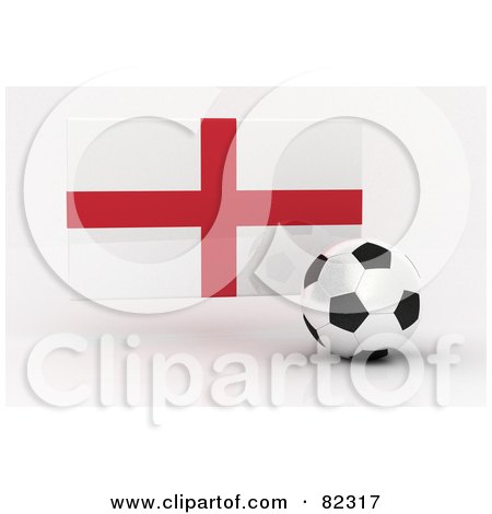 Royalty-Free (RF) Clipart Illustration of a 3d Soccer Ball In Front Of A Reflective England Flag by stockillustrations