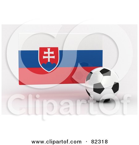 Royalty-Free (RF) Clipart Illustration of a 3d Soccer Ball In Front Of A Reflective Slovakia Flag by stockillustrations
