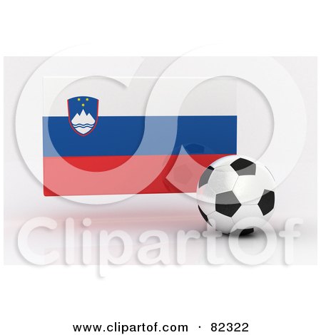 Royalty-Free (RF) Clipart Illustration of a 3d Soccer Ball In Front Of A Reflective Slovenia Flag by stockillustrations