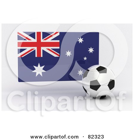Royalty-Free (RF) Clipart Illustration of a 3d Soccer Ball In Front Of A Reflective Australia Flag by stockillustrations