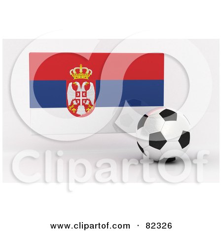 Royalty-Free (RF) Clipart Illustration of a 3d Soccer Ball In Front Of A Reflective Serbia Flag by stockillustrations