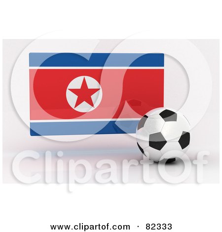 Royalty-Free (RF) Clipart Illustration of a 3d Soccer Ball In Front Of A Reflective Korea Flag by stockillustrations