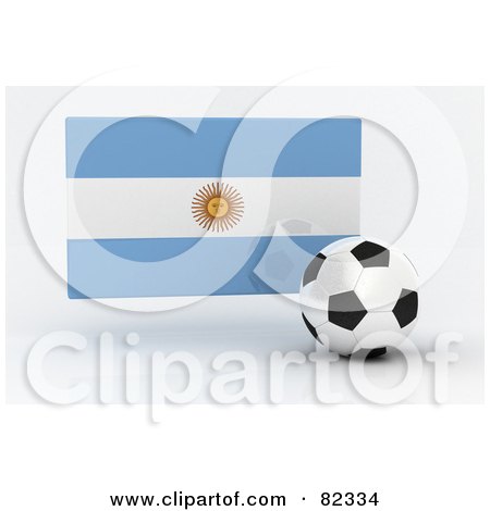 Royalty-Free (RF) Clipart Illustration of a 3d Soccer Ball In Front Of A Reflective Argentina Flag by stockillustrations