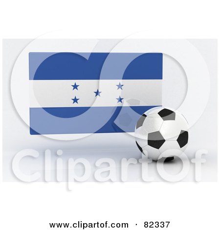 Royalty-Free (RF) Clipart Illustration of a 3d Soccer Ball In Front Of A Reflective Honduras Flag by stockillustrations