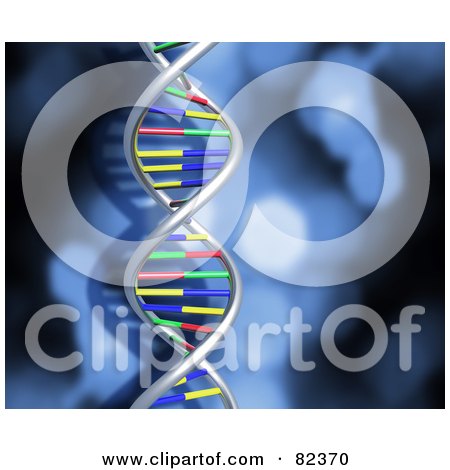 Royalty-Free (RF) Clipart Illustration of a Blue Blur Background With A Dna Strand by KJ Pargeter