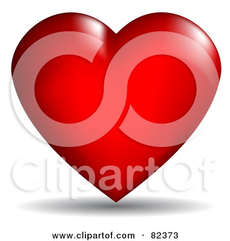 Royalty-Free (RF) Clipart Illustration of a 3d Red Plump Heart With A Shadow by KJ Pargeter