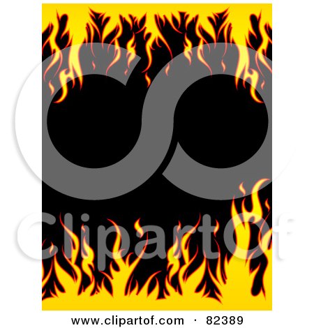 Royalty-Free (RF) Clipart Illustration of Top And Bottom Borders Of Flames With Black Text Space by KJ Pargeter