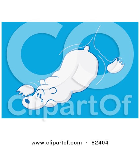 Royalty-Free (RF) Clipart Illustration of a Sad Cartoon Polar Bear Crying And Floating In Blue Water In Search Of Ice by Zooco