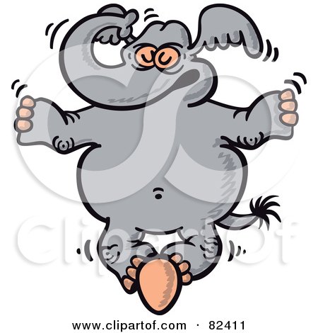 Royalty-Free (RF) Clipart Illustration of a Cartoon Gray Elephant Balancing On A Chicken Egg by Zooco