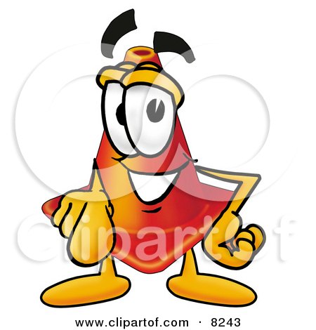 Clipart Picture of a Traffic Cone Mascot Cartoon Character Pointing at the Viewer by Mascot Junction