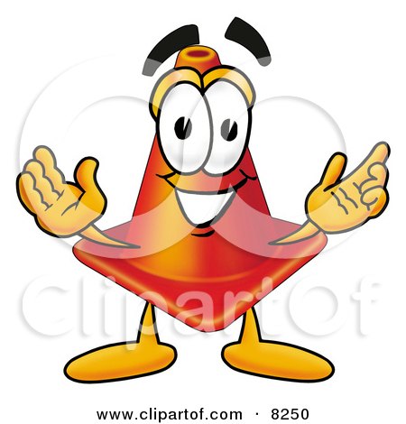 Clipart Picture of a Traffic Cone Mascot Cartoon Character With Welcoming Open Arms by Mascot Junction