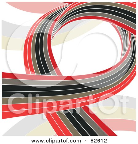 Royalty-Free (RF) Clipart Illustration of a Red, Gray, Black And Brown Wave On A Pastel Background by elaineitalia