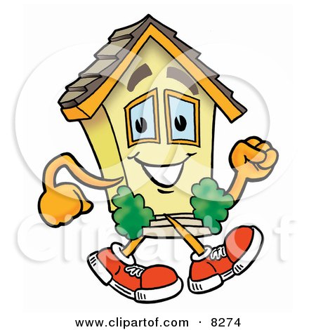 Clipart Picture of a House Mascot Cartoon Character Running by Mascot Junction
