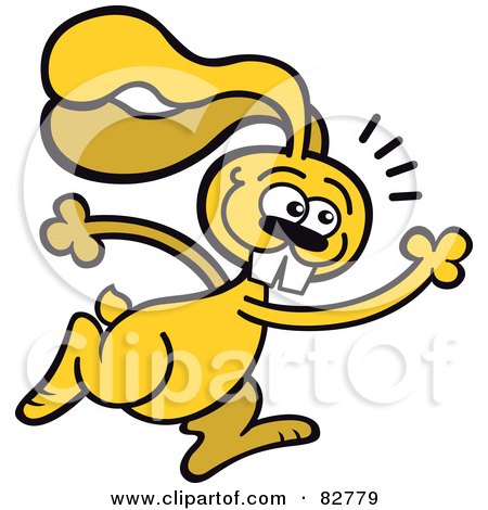 Royalty-Free (RF) Clipart Illustration of a Cartoon Yellow Rabbit Running To The Right by Zooco