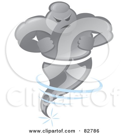 Royalty-Free (RF) Clipart Illustration of a Bad Weather Man Cloud Stirring Up Wind by Paulo Resende