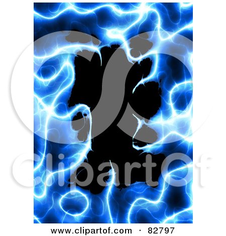 Royalty-Free (RF) Clipart Illustration of an Electric Blue Plasma Border Around Black by Arena Creative