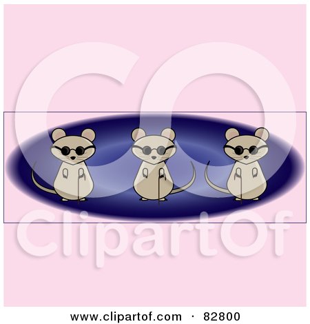Royalty-Free (RF) Clipart Illustration of Three Blind Mice Over A Blue Oval On A Pink Background  by Pams Clipart