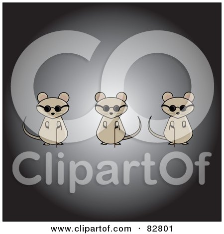 Royalty-Free (RF) Clipart Illustration of Three Blind Mice Over A Black And Gray Background by Pams Clipart