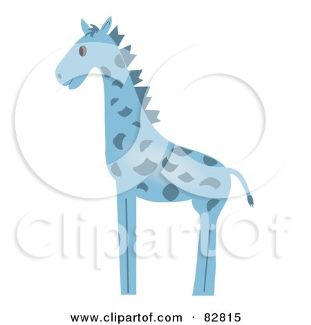 Royalty-Free (RF) Clipart Illustration of a Blue Baby Giraffe in Profile by Pams Clipart