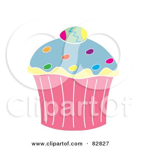 Royalty-Free (RF) Clipart Illustration of an Easter Cupcake With Sprinkles And An Egg On Top by Pams Clipart