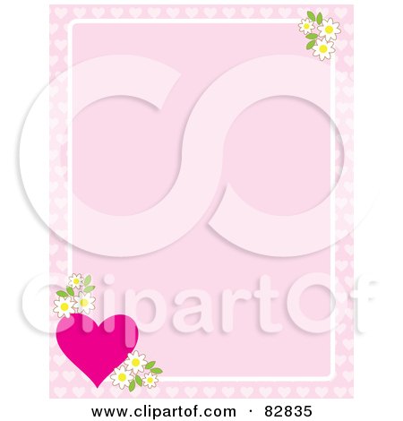 Royalty-Free (RF) Clipart Illustration of a Pink Background Bordered With Apple Blossoms And A Pink Heart by Maria Bell