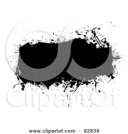 Royalty-Free (RF) Clipart Illustration of a Black Grunge Text Box Of An Ink Splatter by michaeltravers