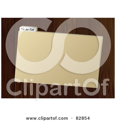 Royalty-Free (RF) Clipart Illustration of a To Do List Manilla File Folder On Dark Wood by michaeltravers