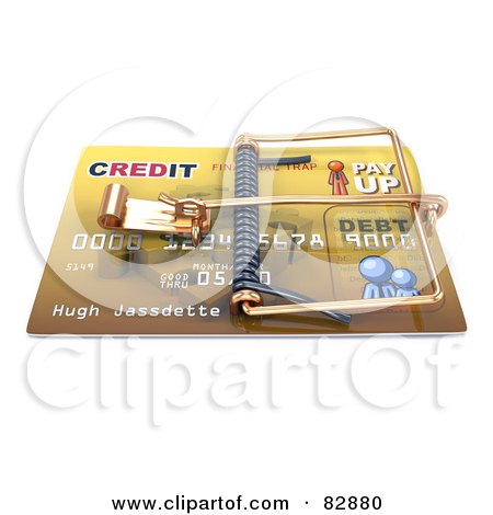 Royalty-Free (RF) Clipart Illustration of a 3d Credit Card With A Sneaky Trap by Leo Blanchette