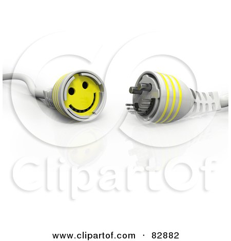 Royalty-Free (RF) Clipart Illustration of a 3d Smiley Face Cable Connector With A Prong by Leo Blanchette