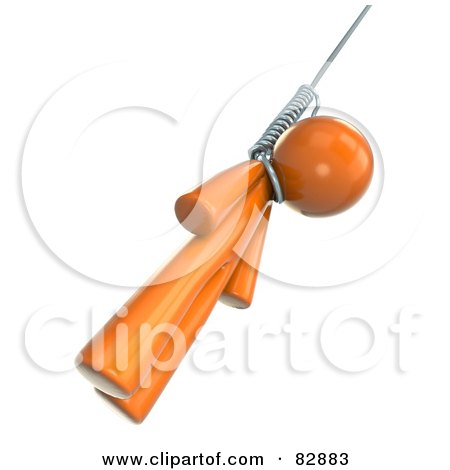 Royalty-Free (RF) Clipart Illustration of a 3d Orange Man Swinging From A Noose by Leo Blanchette