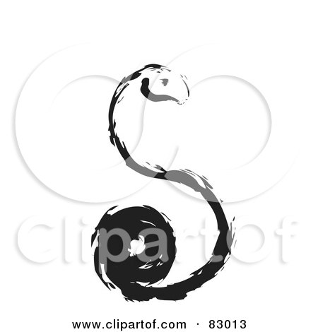 Royalty-Free (RF) Clipart Illustration of a Black Painted Snake Upright And Curled Into An S by xunantunich