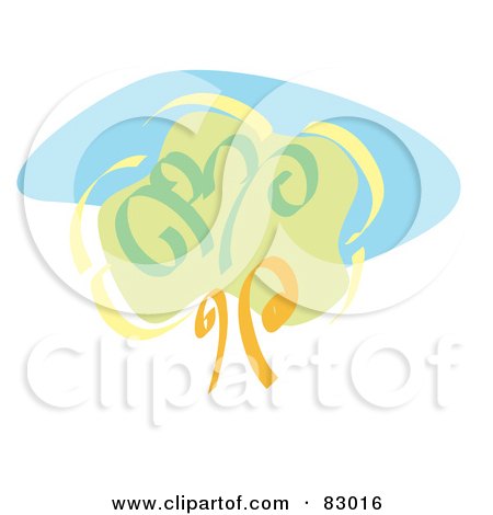 Royalty-Free (RF) Clipart Illustration of a Painted Green Tree In Front Of A Blue Sky by xunantunich