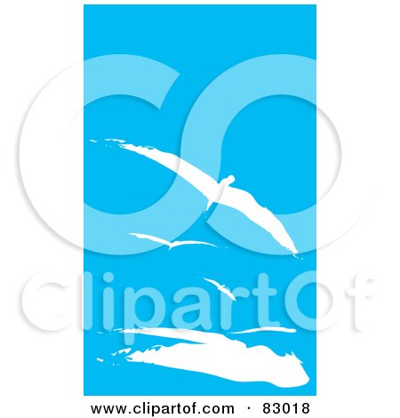 Royalty-Free (RF) Clipart Illustration of White Gulls In Flight In A Blue Day Time Sky by xunantunich