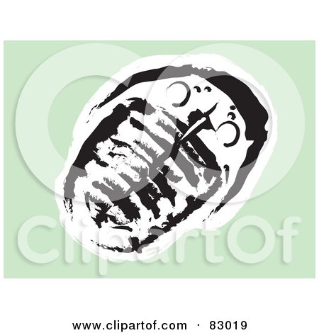 Royalty-Free (RF) Clipart Illustration of a Black And White Painted Trilobite On A Green Background by xunantunich