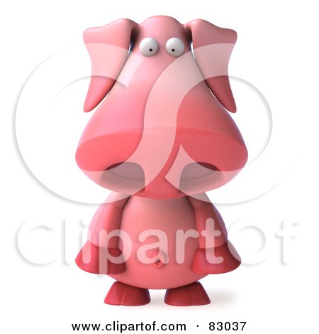 Royalty-Free (RF) Clipart Illustration of a 3d Pookie Pig Character Facing Front And Pouting by Julos