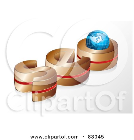 Royalty-Free (RF) Clipart Illustration of a 3d Gold And Red Seo With A Globe In The O by MilsiArt