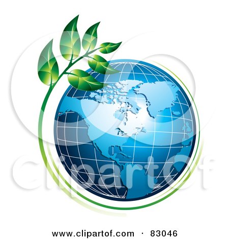Royalty-Free (RF) Clipart Illustration of a Green Plant Growing Around An American Globe by MilsiArt